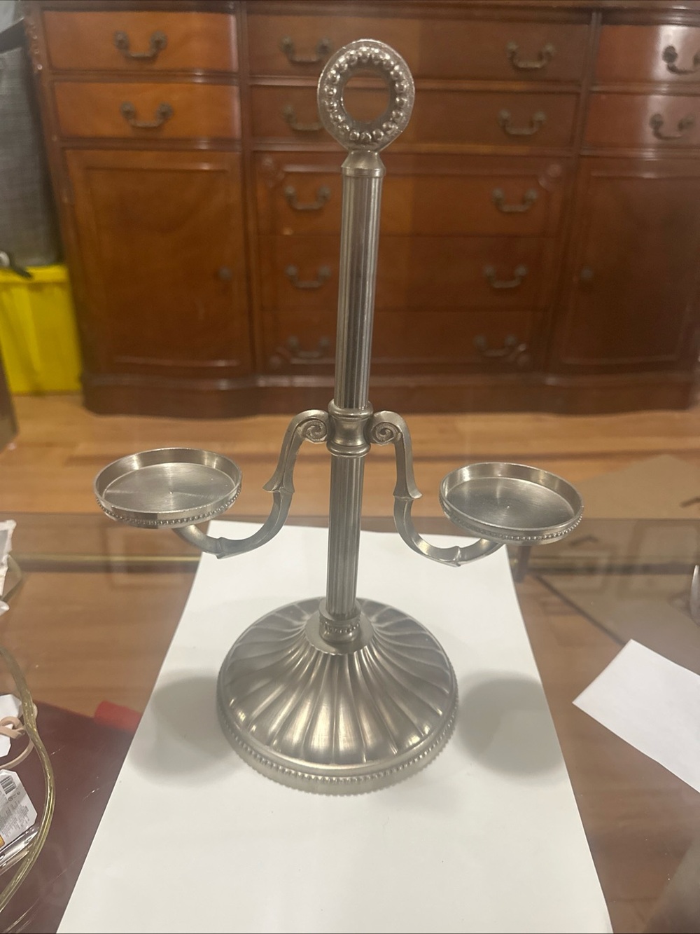 Silver Two-Arm Candle Holder - Unbranded